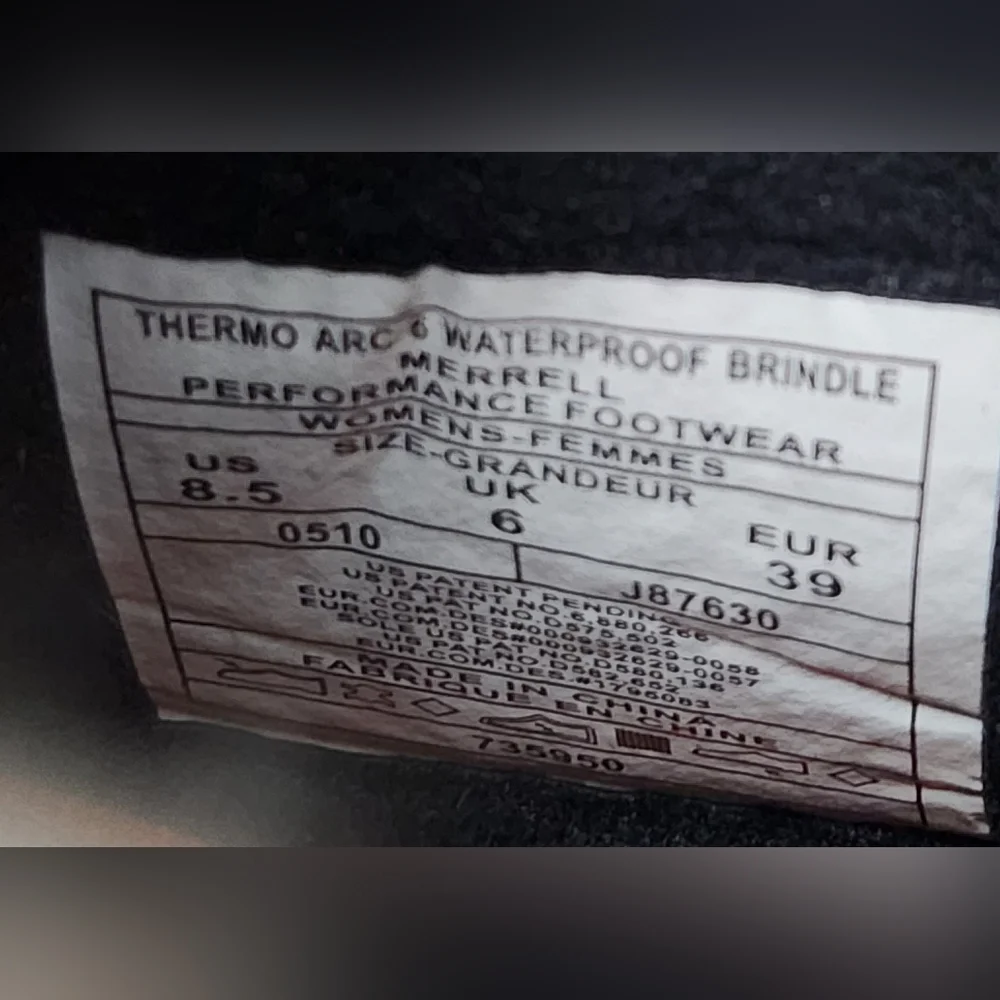 Merrell Polartec Continuum Thermo Arc 6 WP Brindle boots Women's Size 8.5 - Picture 9 of 9